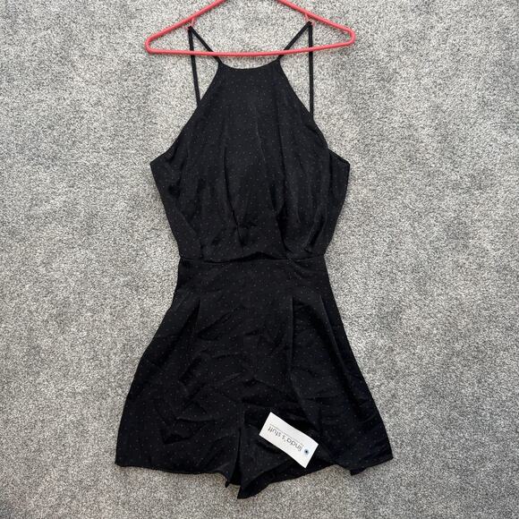 Zara Jumpsuit Romper Womens Small Black Red Polka Dot Sleeveless Bow Back Summer - Picture 1 of 15